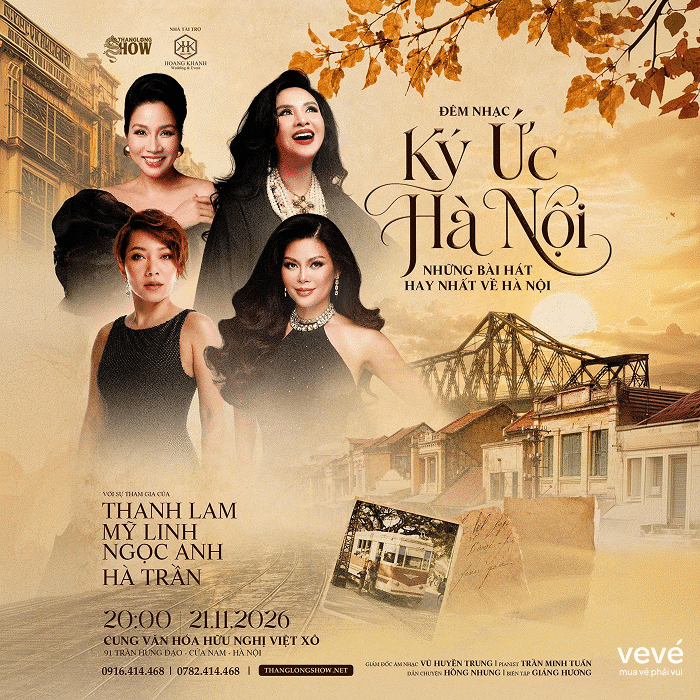 Hình ảnh 1 của sự kiện Đêm nhạc "Ký ức Hà Nội" - Thanh Lam, Mỹ Linh, Ngọc Anh, Hà Trần